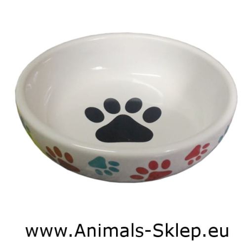 Yarro miska ceramiczna dla psa łapki biała 14cm