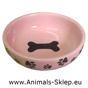 Yarro miska ceramiczna dla psa łapki różowa 14cm
