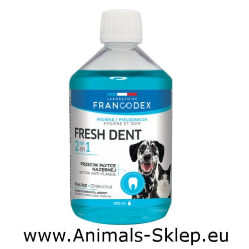 Francodex Fresh Dent 2w1 płyn do higieny jamy ustnej dla psów i kotów 500ml
