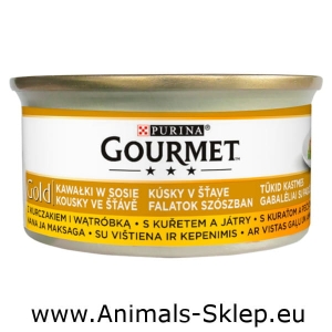 Gourmet Gold kawałki w sosie z kurczakiem i wątróbką 85g