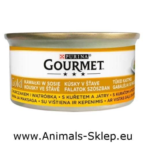 Gourmet Gold kawałki w sosie z kurczakiem i wątróbką 85g