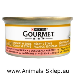 Gourmet Gold kawałki w sosie z łososiem i kurczakiem 85g