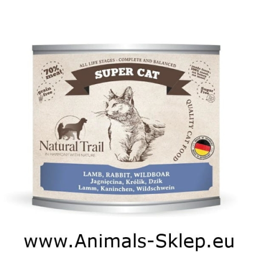Natural Trail Super Cat jagnięcina królik dzik dla kota 200g