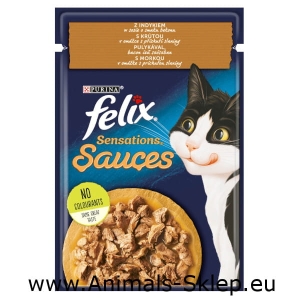 Purina Felix Sensations Sauce indykiem w sosie o smaku bekonu 85g