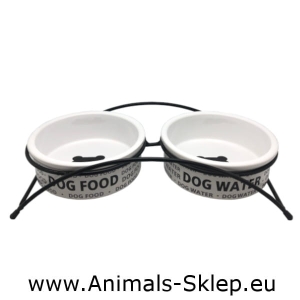 Yarro miski ceramiczne na stojaku Food Water 2x 15cm