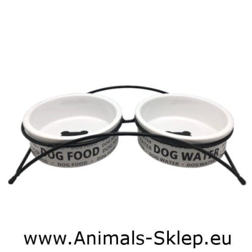Yarro miski ceramiczne na stojaku Food Water 2x 15cm