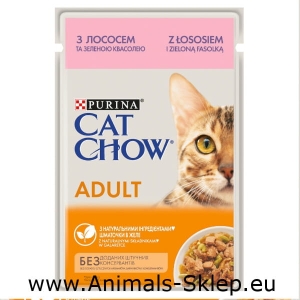 Purina Cat Chow saszetka z łososiem i zieloną fasolką 85g