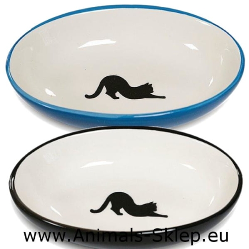 Yarro miska ceramiczna dla kota owalna czarny kot 15,5cm