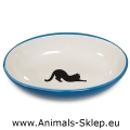Yarro miska ceramiczna dla kota owalna czarny kot 15,5cm niebieska