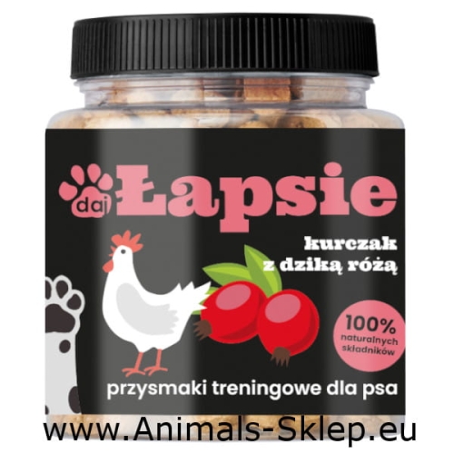 Happy Snacky Łapsie kurczak dzika róża 300g przysmak treningowy