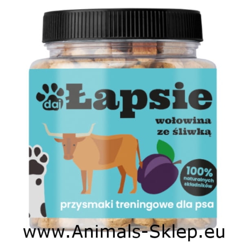 Happy Snacky Łapsie wołowina ze śliwką 300g przysmak treningowy