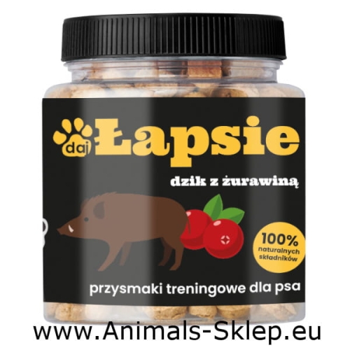 Happy Snacky Łapsie dzik z żurawiną 300g przysmak treningowy
