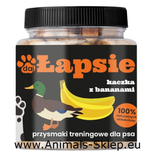 Happy Snacky Łapsie kaczka z bananami 300g przysmak treningowy