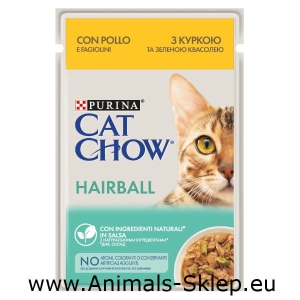 Purina Cat Chow saszetka Hairball z kurczakiem i zieloną fasolką 85g
