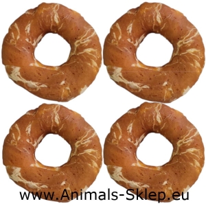 Happy Snacky ringi wołowe z łososiem i dorszem 500g 10cm 4szt