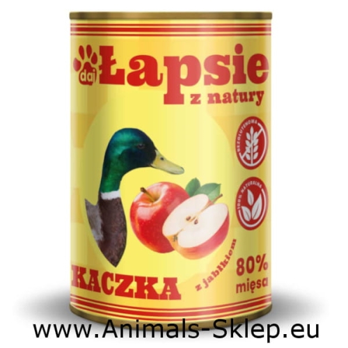 Happy Snacky Łapsie kaczka z jabłkiem puszka 400g