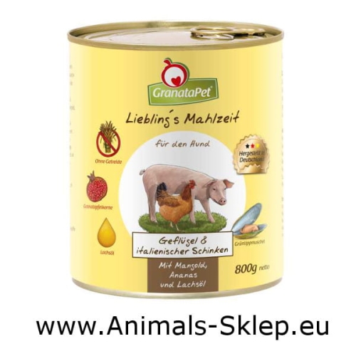 GranataPet Liebling's Mahlzeit Drób Włoska szynka 800g