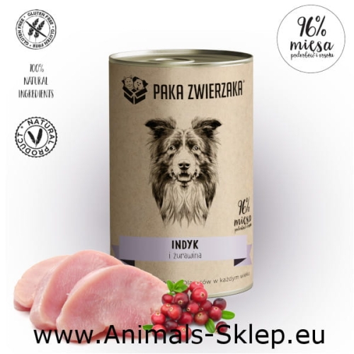 Paka zwierzaka Indyk z żurawiną puszka 400g