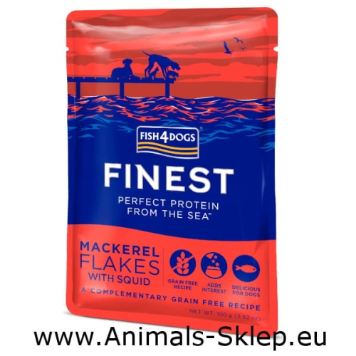 Fish4Dogs Filety Makrela z Kałamarnicą 100g