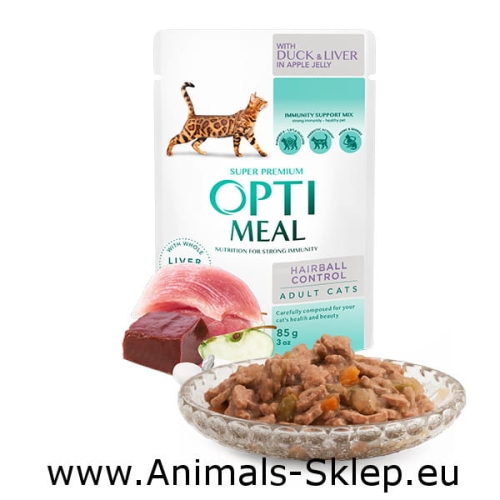 OptiMeal Hairball kaczka wątóbka w galarecie 85g