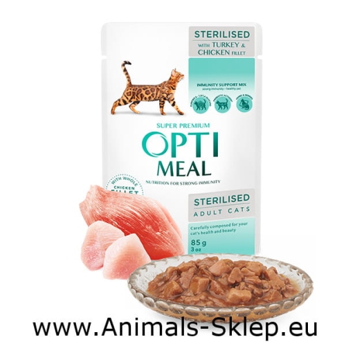 OptiMeal Sterilised indyk kurczak w galarecie 85g