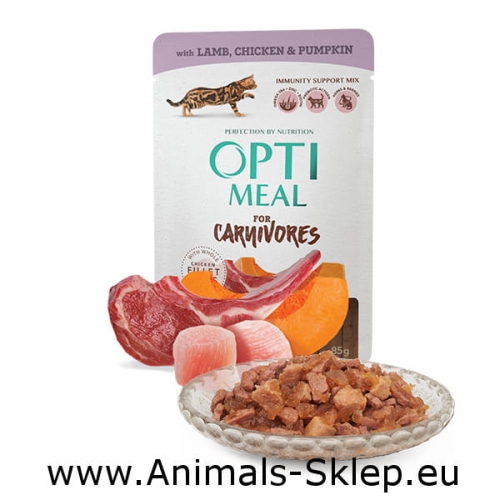 OptiMeal Carnivores jagnięcina kurczak w galarecie 85g