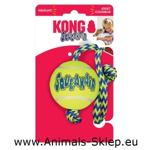 Kong SqueakAir M piłka piszcząca 6cm z liną