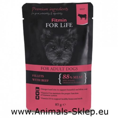 Fitmin For Life adult fileciki wołowiny z pomidorami 85g