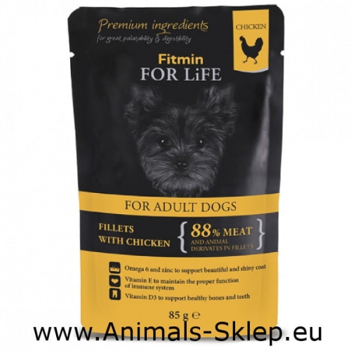 Fitmin For Life adult fileciki kurczaka z szynką 85g