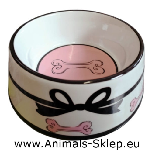Yarro miska ceramiczna dla psa 18cm czarna kokardka