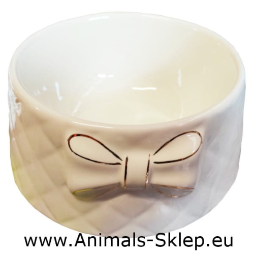 Yarro miska ceramiczna dla psa 18cm złota kokardka