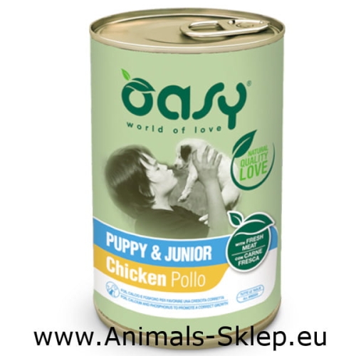 Oasy Lifestage Pate puppy junior kurczak 400g