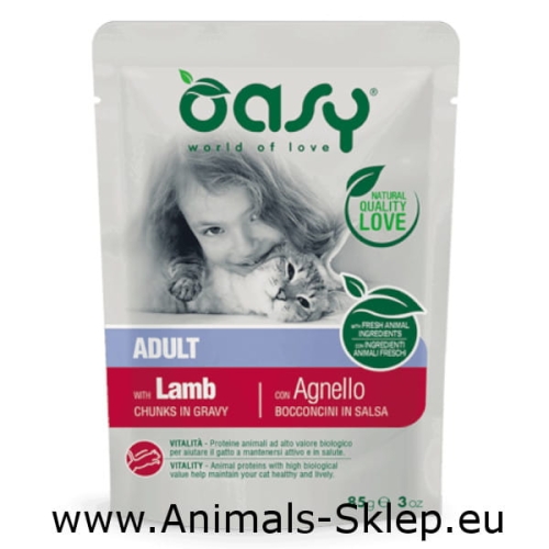 Oasy kawałki w sosie dla kota Adult jagnięcina 85g
