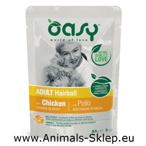Oasy kawałki w sosie dla kota Adult hairball kurczak 85g