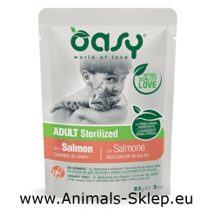 Oasy kawałki w sosie dla kota Adult sterile łosoś 85g
