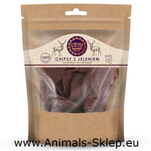 Happy Snacky TrzyPsy naturalne chipsy jeleń 99% mięsa 100g