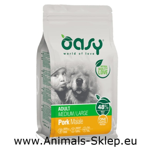 Oasy One Protein Medium Large Adult wieprzowina 12kg