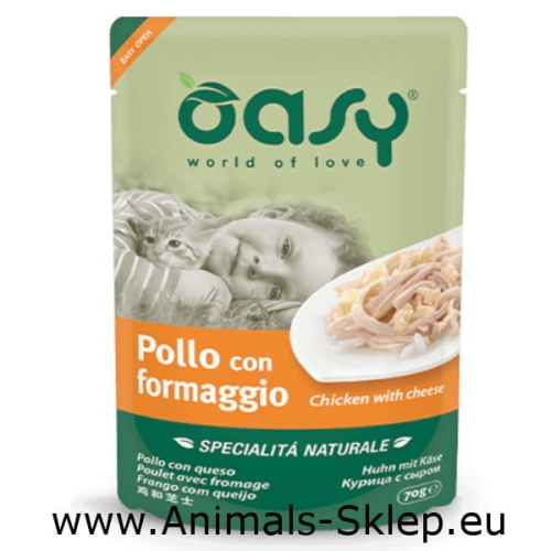 Oasy Natural kurczak ser saszetka dla kota 70g