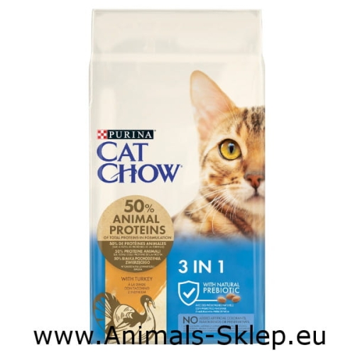 Purina Cat Chow Feline 3in1 Turkey z indykiem 15kg