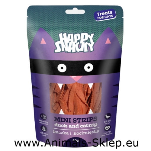 Happy Snacky mini paski z kaczki z kocimiętką dla kota 80g