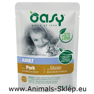 Oasy kawałki w sosie dla kota Adult wieprzowina 85g