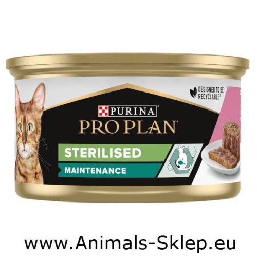Purina Pro Plan Sterilised Maintenance pasztet tuńczyk łosoś puszka 85g