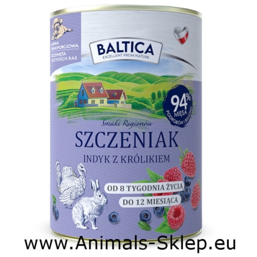 Baltica Smaki Regionów Szczeniak Indyk z królikiem 400g