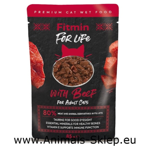 Fitmin For Life adult cat z wołowiną 85g
