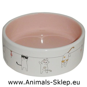 Yarro miska ceramiczna Wesoły Kot z jasnoróżowym środkiem 12,5cm
