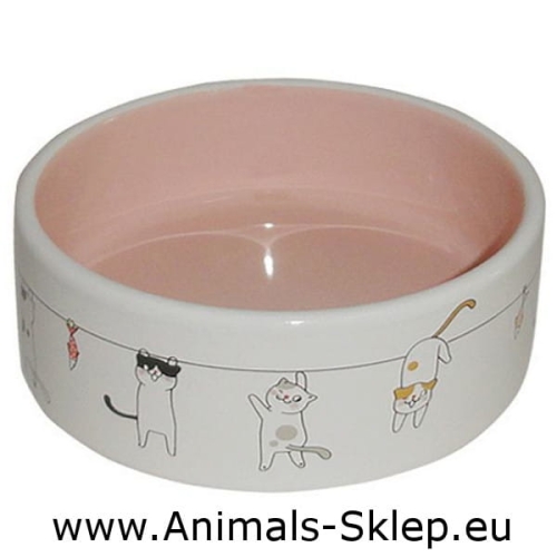 Yarro miska ceramiczna Wesoły Kot z jasnoróżowym środkiem 12,5cm