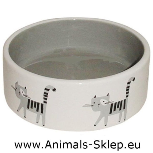 Yarro miska ceramiczna Wesoły Kot z szarym środkiem 12,5cm