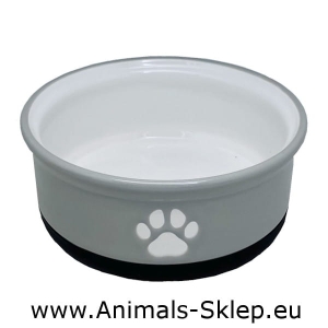 Yarro miska ceramiczna na gumie Łapka dla psa szara 14cm