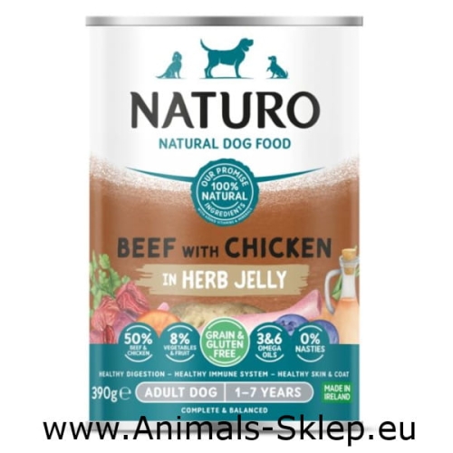 Naturo Grain Free wołowina kurczak w galarecie 390g