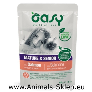Oasy kawałki w sosie dla kota Senior łosoś 85g